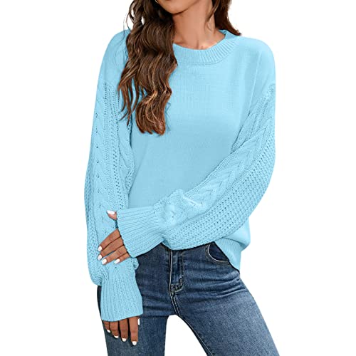 Sweater Damen Oversized - Wintermode Rundhals Drop Schulter Lose Strickpullover Für Frauen Damen Festlich Schwarz von Generic