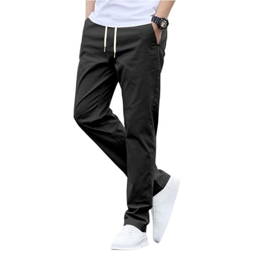Sweathose Herren Einfarbig Chino Hose Sommer Sporthose Mit Kordelzug Leichte Bequem Sommerhose Gerade Stoffhose Stretch Waist Hosen Casual Trainingshose Wanderhose Outdoorhose Laufhose von Generic