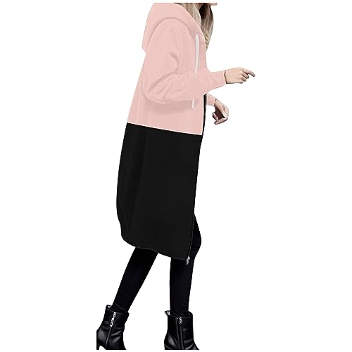 Sweatjacke Damen Große Größen 2024 Kapuzenjacke Casual Lange Hoodie Kapuzenpullover Warm Winterjacke Zip Sweatshirt Mit Kapuze Mode Lose Mantel Jacke Outwear von Generic