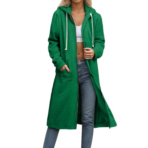 Sweatjacke Damen Lang Kapuzenjacke Long Jacke mit Kapuze Oversize Sweatmantel Warm Langarm Hoodie mit Reißverschluss Cardigan Übergang Longjacke Überziehjacke Wanderjacke 26 Grün 5XL Sweatjacke Damen Lang Kapuzenjacke Long Jacke mit Kapuze Oversize Sweatmantel Warm Langarm Hoodie mit Reißverschluss Cardigan Übergang Longjacke Überziehjacke Wanderjacke 26 Grün 5XL von Generic