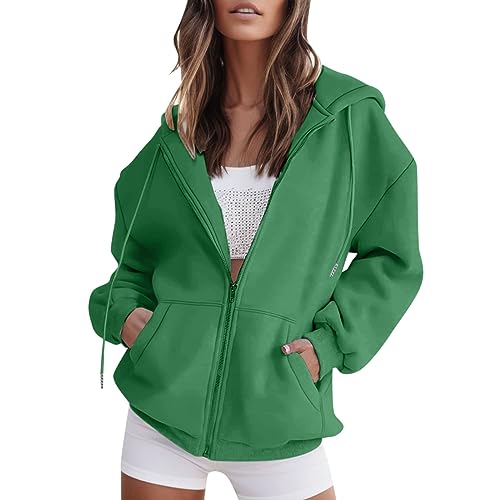 Sweatjacke Damen Mit Kapuze Langarm Baggy Kapuzenjacke Mit Taschen Sport Y2K Streetwear Sweatjacke Hoodie Jacke Damen Oversize Herbst Winter Winddicht Warm Mantel von Generic