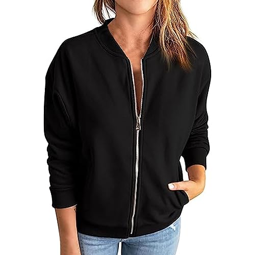 Sweatjacke Damen Weiss Ohne Kapuze: Kapuzenjacke Damen Langarm Kapuzenpullover Hoodie Sweatshirt Mit Kapuze Sportjacke Mit Reißverschluss Outdoor Fitness Training Jogging Sport Style Übergangsjacke von Generic