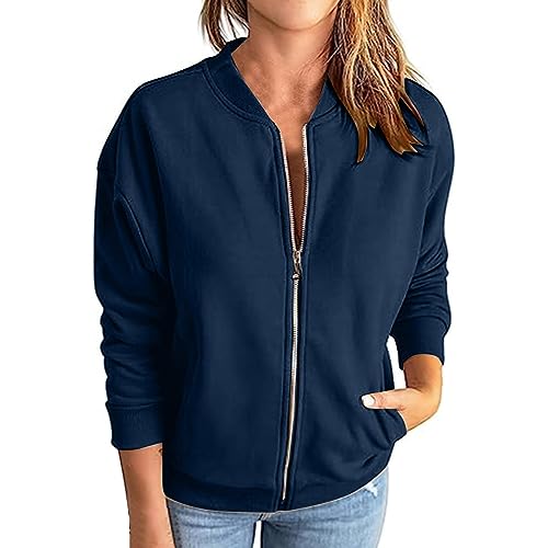 Sweatjacke Damen Weiss Ohne Kapuze: Kapuzenjacke Damen Langarm Kapuzenpullover Hoodie Sweatshirt Mit Kapuze Sportjacke Mit Reißverschluss Outdoor Fitness Training Jogging Sport Style Übergangsjacke von Generic
