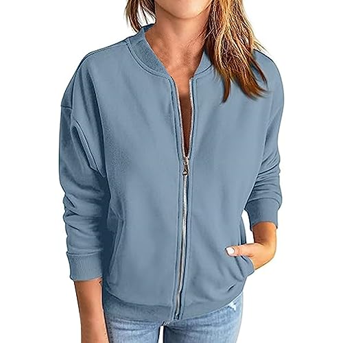 Sweatjacke Damen Weiss Ohne Kapuze: Kapuzenjacke Damen Langarm Kapuzenpullover Hoodie Sweatshirt Mit Kapuze Sportjacke Mit Reißverschluss Outdoor Fitness Training Jogging Sport Style Übergangsjacke von Generic