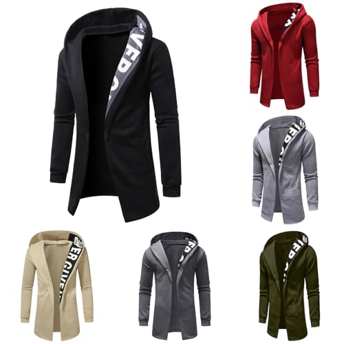 Sweatjacke Herren Einfarbig/Briefdruck Kapuzenjacke Modische Hoodie Jacke Schlank Trenchcoat Dünne Übergangsjacke 2024 Neueste jacke Casual Langarm Cardigan Sportjacke Freizeitjacke von Generic