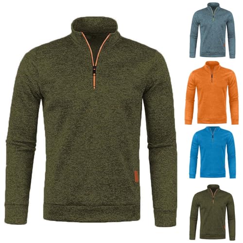 Sweatjacke Herren Herbst Strickjacken Winter Thermo Pullover mit Reißverschluss Fleecejacken Langarm Warmer Fleecepullover Bequeme Fleece Jacket Weich Strickfleecejacke Deal Armeegrün XXL von Generic