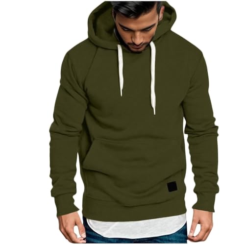 Sweatjacke Herren Hoodie Dünne Sweatshirt mit Kapuze Pullover Freizeit Sport Kapuzenjacke Einfarbige Langarm Kapuzenpullover Tunnelzug Regular Fit Langarmshirt Warehouse Deal Grün Polyester von Generic