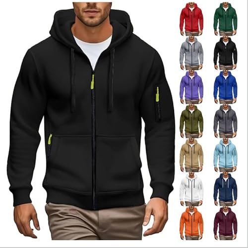 Sweatjacke Herren Hoodie Kapuzenjacke mit Reißverschluss Oversized Sweatshirt Kapuzenpullover Sportjacke Outdoorjacke Lässig Hoodies mit Kapuze Übergangsjacke Kapuzenmantel von Generic