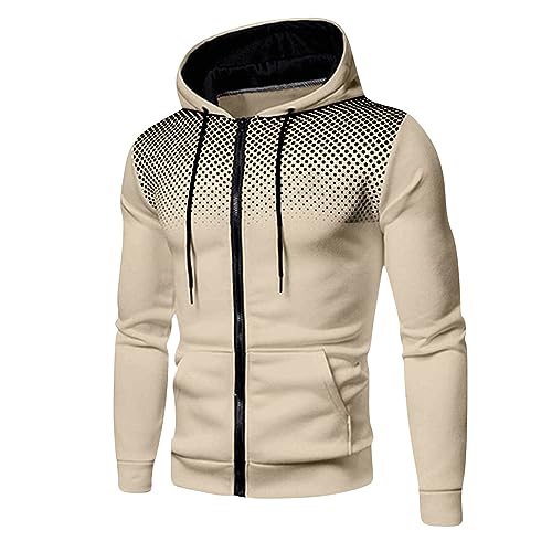 Sweatjacke Herren Leichte Jacke mit Kapuzen Basic Zipper Hoodie Freizeit Übergangsjacke Sport Herren-Jacken Bequeme Kapuzenjacke Casual Slim Fit Jacket Sportjacke Blitzangebote Khaki L von Generic