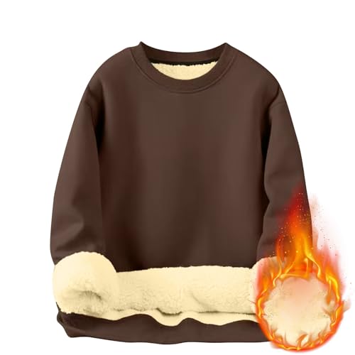 Sweatjacke Ohne Kapuze, Herren Fleece Pullover, Basic Sweatshirt Winter Dickes Gefüttert Sweater Warm Langarm Pulli, Casual Rundhals, Braun, XXL Sweatjacke Ohne Kapuze, Herren Fleece Pullover, Basic Sweatshirt Winter Dickes Gefüttert Sweater Warm Langarm Pulli, Casual Rundhals, Braun, XXL von Generic