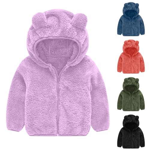 Sweatjacke Kleinkind Plüsch Teddyfell Jacke mit Kapuze Reißverschluss Süße Fuzzy Teddy Fleece Sweatshirts Cardigan Strickjacke Weicher Kuschelig Übergangsjacke (Green, 6-12 Months) von Generic