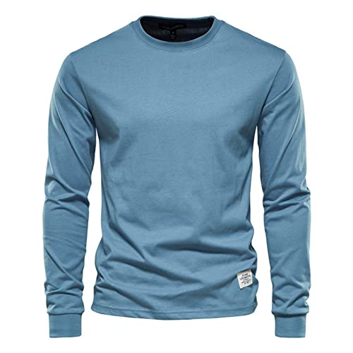 Sweatshirt Herren, Herren Funktionsshirt Langarm T-Shirts, Sportliches Und Atmungsaktives Langarmshirt, Einfarbig Schnell Trocknendes Sportshirt FüR MäNner Longsleeve Herren blau L von Generic