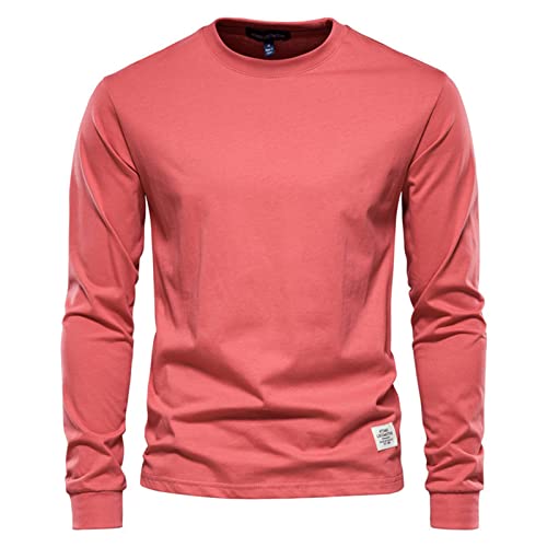 Sweatshirt Herren, Herren Funktionsshirt Langarm T-Shirts, Sportliches Und Atmungsaktives Langarmshirt, Einfarbig Schnell Trocknendes Sportshirt FüR MäNner T-Shirt Rot XL von Generic