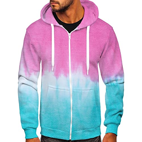 Sweatshirt Herren, Kapuzenpullover Herren mit Kapuze Unisex Sweatshirt-Jacke Zip Hoodie Dip Dye Farbverlauf Casual Streetwear Azteken-Stil Jacke Herren Sweatshirt 4XL von Generic