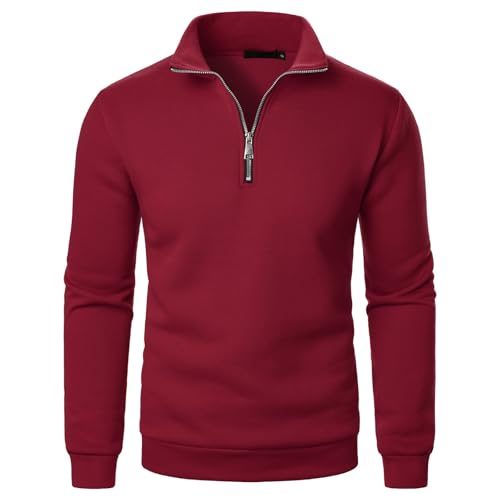 Sweatshirt Herren Half Zip Stehkragen Pullover Regular Fit Langarmshirt Einfarbig Winterpullover Winter Rollkragenpullover Langarm Oberteile Große Größen Tops Warm Arbeitspullover Sportlich Pulli von Generic