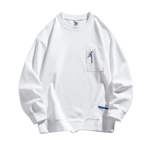 Sweatshirt Herren Locke Longsleeve Locke Pulli Y2k Pullover Casual Arbeitspullover Große Größen Oberteile Sportlich Oberteile Stretch Sweatjacke Deals of The Day Weiß 6XL von Generic