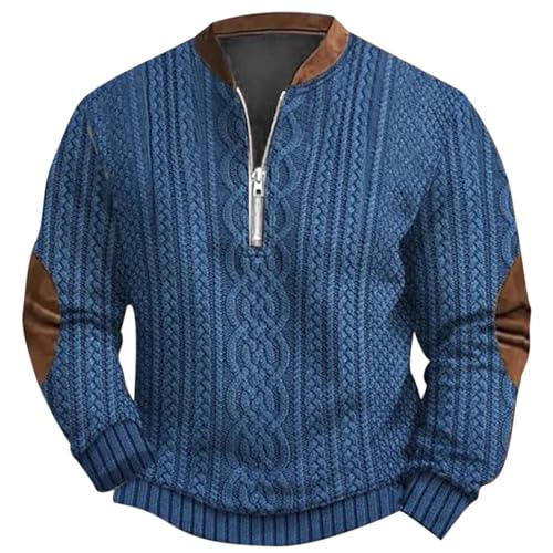 Sweatshirt Herren Oversize Weihnachtspullover Herren XXXL Pullover Mit Schalkragen Herren Poloshirts Hellblau Strickpullover Herren Vintage MäNner Pullover Pullunder Herren Retro Hemd Herren Muster von Generic