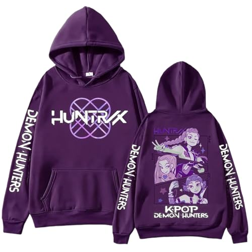 Sweatshirt Hoodie Langarm-Hip-Hop-Pullover mit Tasche 01-Dunkelviolett XXL von Generic