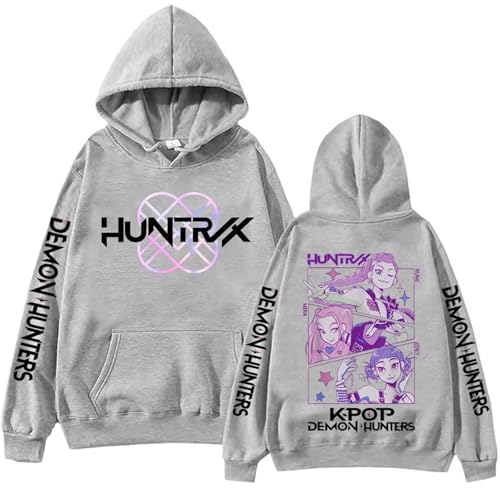 Sweatshirt Hoodie Langarm-Hip-Hop-Pullover mit Tasche 01-Grau S von Generic