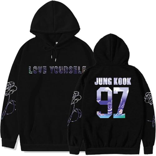 Sweatshirt Love Yourself, JIMIN J-HOPE JIN JUNGKOOK RapMonster SUGA V Kapuzenpullover Unisex(Black-1thin,M) von Generic