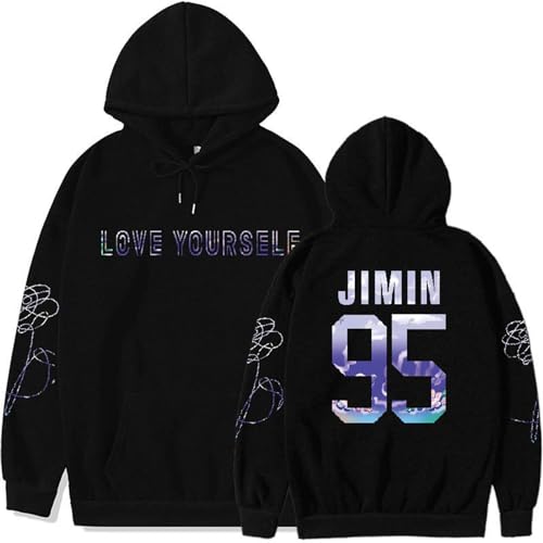Sweatshirt Love Yourself, JIMIN J-HOPE JIN JUNGKOOK RapMonster SUGA V Kapuzenpullover Unisex(Black-2thin,4XL) von Generic