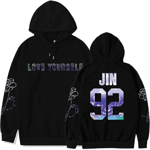 Sweatshirt Love Yourself, JIMIN J-HOPE JIN JUNGKOOK RapMonster SUGA V Kapuzenpullover Unisex(Black-6thin,4XL) von Generic