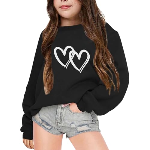 Sweatshirt Pullover Mädchen Loose Fit Langarmshirt Cartoon Eule Druck Rundhals Langarm Lässig Locker Top Mode Pullover Sweatshirt Thermoshirt Kinder Kleidung für 3-14 Jahre (Z4-Black, 7-8 Years) von Generic