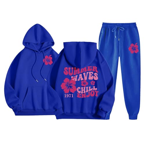 Sweatshirt Und Jogginghose - Zweiteiler Damen Hausanzug Damen 2 Teiliges Strickanzug Traingsanzug Jogginganzug Stricken Pulli Weites Bein Hose Dünn Jogginganzug Set Damen Trainingsanzug Set 2-Teilig von Generic