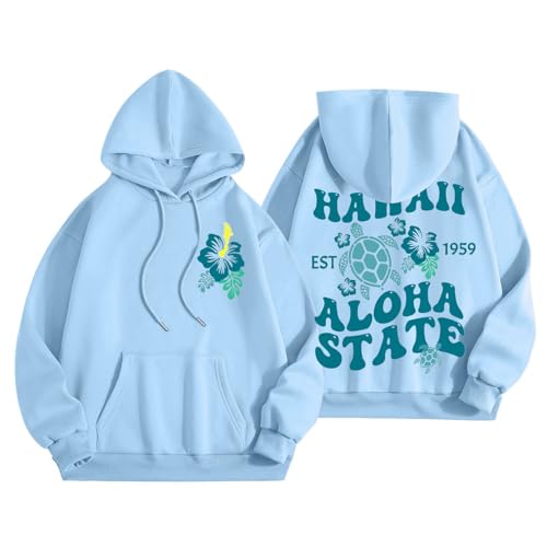 Sweatshirt für Damen Kapuzenpullover Hoodie Oversize Kapuzensweat mit Schildkröte Beidseitig Bedruckt Oberteile Niedlich Langarmshirt Sweatshirts Freizeit Tops von Generic