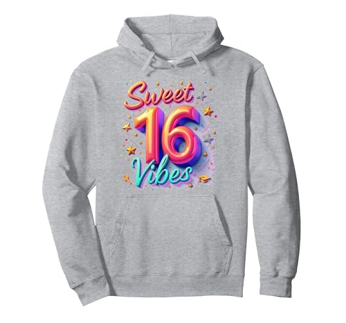 Sweet 16 Vibes: Geschenk zum 16. Geburtstag für Teenager-Mädchen Pullover Hoodie, Unisex für Erwachsene, Grau Meliert, L von Generic