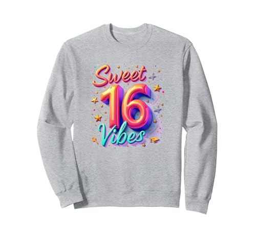 Sweet 16 Vibes: Geschenk zum 16. Geburtstag für Teenager-Mädchen Sweatshirt, Unisex für Erwachsene, Grau Meliert, M von Generic