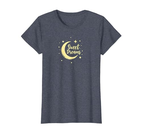 Sweet Dreams Mond Sterne T-Shirt, Damen, Blau Meliert, M von Generic