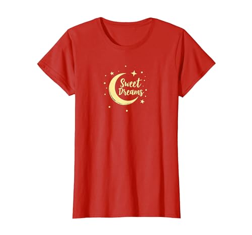 Sweet Dreams Mond Sterne T-Shirt, Damen, Rot, L von Generic