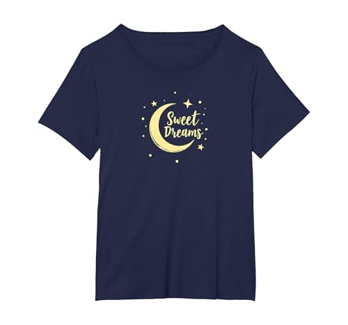 Sweet Dreams Mond Sterne T-Shirt, Damen Große Größen, Marineblau, 3X von Generic
