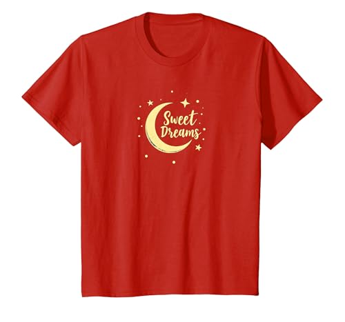 Sweet Dreams Mond Sterne T-Shirt, Kinder, Rot, 128 von Generic
