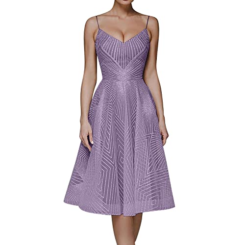 Swing A-Linie Ballkleid Partykleid Abendkleider Elegant Für Hochzeit Freizeitkleid Tüll Pailletten Brautkleider Festliche Cocktailkleid Spitze Kleid Damen Vintage Kleidung Kleider Winter Sexy von Generic