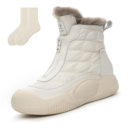 Swisszauber Schneestiefel Wasserdicht, Winter Boots Women's Winter Shoes, Outdoors Non-Slip Boots For Women (White, Erwachsene, Damen, 39, Numerisch, EU Schuhgrößensystem, M) von Generic