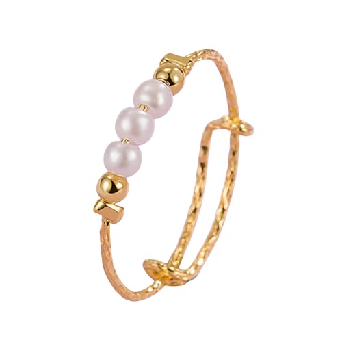 Synthesis Pearl Eleganter, zarter, stapelbarer Damen-Minimalist-Ring aus Kupfer, verstellbar, Schmuck von Generic