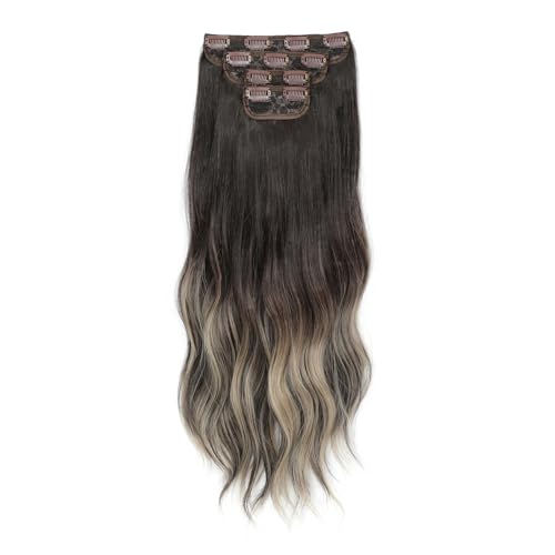 Synthetische, Gewellte Clip-In-Haarverlängerung Haarverlängerungen 22" 4 Stück/Packung Matte, Weiche, Natürlich Gewellte Haarteile Für Frauen von Generic