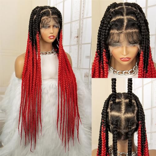 Synthetische Spitze Große Knotenlose Box Geflochtene Perücken Für Frauen 36 Zoll Spitze Frontal Cornrow Flechten Perücke Mit Babyhaar von Generic