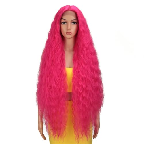 Synthetische Spitze-Perücken Für Schwarze Frauen, Langes Lockiges Haar, 106,7 Cm, Cosplay, Blonde Ombre-Spitze-Front-Perücke, Synthetische Spitze-Perücke von Generic
