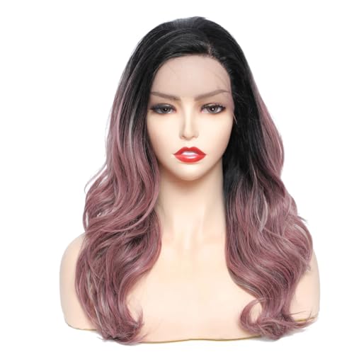Synthetische Spitzenperücke für Frauen Ombre Blonde Color Free Part Mittellanger Körper Wellige Weiche Naturhaarperücken Mit Babyhaar von Generic