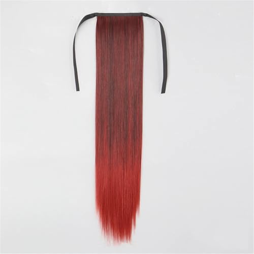 Synthetisches Haar, 22 Bis 34 Zoll, Langer, Gerader Pferdeschwanz, Umwickelter Pferdeschwanz, Clip-In-Haarverlängerung, Schwarzes Haarteil, Kopfbedeckung von Generic
