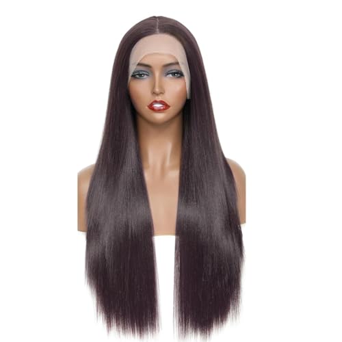 Synthetisches Haar Spitze Haarperücken für Frauen Natürliche lange Yaki Gerade Spitze Perücke Mittelteil von Generic