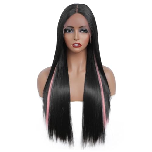 Synthetisches Haar Spitze Haarperücken für Frauen Natürliche lange Yaki Gerade Spitze Perücke Mittelteil Synthetisches Haar Spitze Haarperücken für Frauen Natürliche lange Yaki Gerade Spitze Perücke Mittelteil von Generic