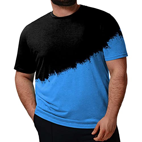 T-Shirt Herren Große Größen Loose Sportshirt Oversize Stil Strandshirt Modal Gewebe Sportshirt Weich Gemütliche Farbverlauf Stil Rundkragen Gym Shirt Baggy Gym Shirt Herren Sommer Tshirt 2XL-7XL von Generic