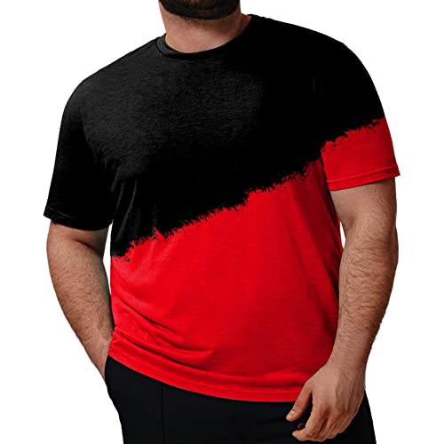 T-Shirt Herren Große Größen Loose Sportshirt Oversize Stil Strandshirt Modal Gewebe Sportshirt Weich Gemütliche Farbverlauf Stil Rundkragen Gym Shirt Baggy Gym Shirt Herren Sommer Tshirt 2XL-7XL von Generic