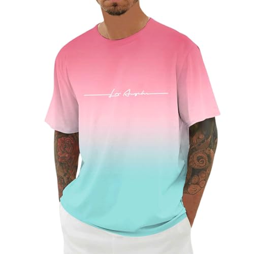T-Shirts für Herren Oversized Tshirt Freedom Schriftzug Rundhals Basic Shirt Kurzarm Locker Geschnitten Baumwolle Streetwear Freizeit Oberteil Fitness Sport Workout Casual Shirt von Generic