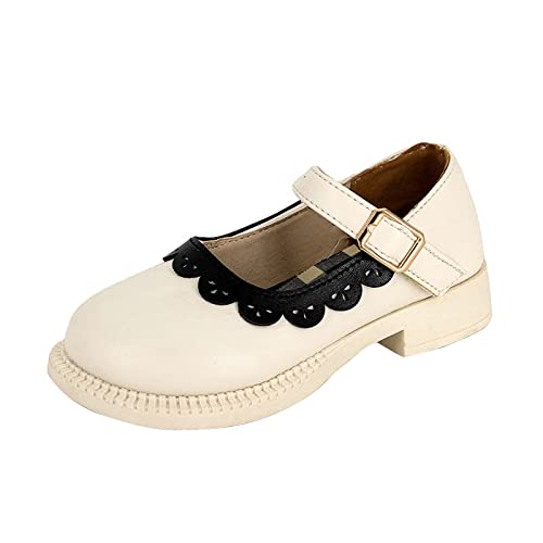 TDEOK Online Shop Kind Mädchen Lederschuhe Baby Weiche Sohlen Prinzessin Schuhe Kleines Mädchen Freizeitschuhe Student Einzelschuhe Spitzenschuhe Hallenturnschuhe 36 (White, 27 Little Child) von Generic