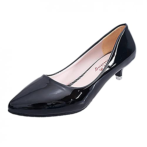 TMDD Sandale Damen Elegante Spitz Niedriger Absatz Pumps Kitten-Heel Hochzeitsschuhe Tanzschuhe Klassische Closed Toe Brautschuhe Lederimitat Pumps von Generic